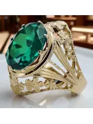Or jaune 8 carats Emerald Anneau Artisanat vintage vrc031x-em Art Deco Style Art Déco soviétique